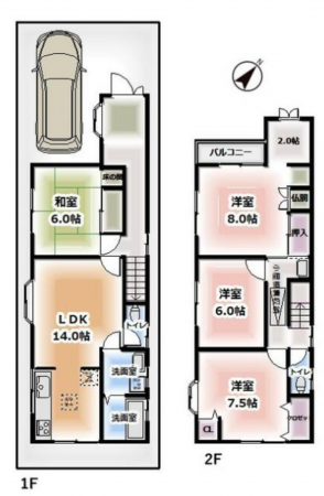 堺市堺区出島町、中古一戸建ての間取り画像です