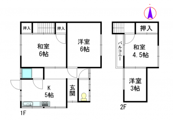 堺市堺区石津町、中古一戸建ての間取り画像です