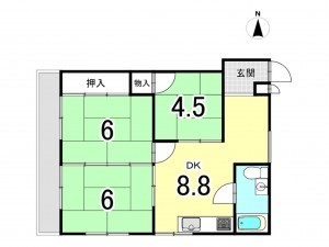 堺市堺区東雲西町、マンションの間取り画像です