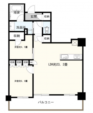 堺市堺区、マンションの間取り画像です