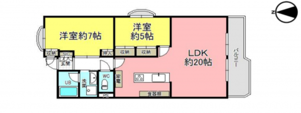 堺市堺区七道西町、マンションの間取り画像です