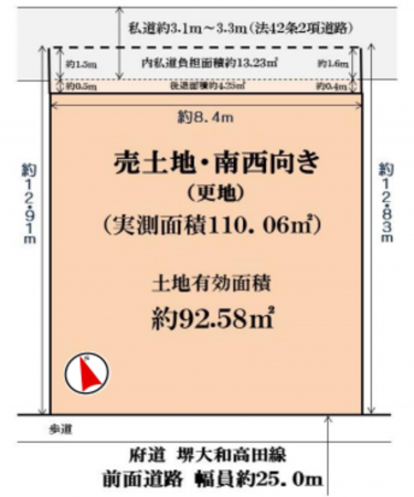 堺市堺区南向陽町、土地の間取り画像です