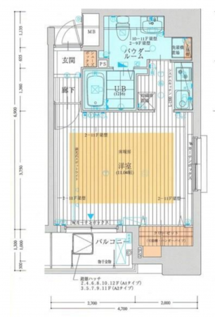 堺市堺区住吉橋町、マンションの間取り画像です