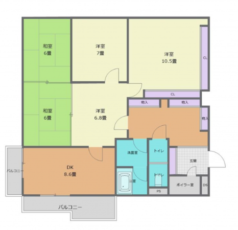 堺市堺区榎元町、マンションの間取り画像です