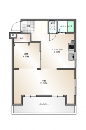 堺市堺区東雲西町、マンションの間取り画像です