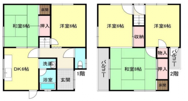 堺市堺区向陵東町、中古一戸建ての間取り画像です