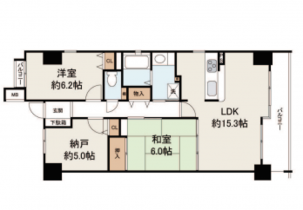 堺市堺区市之町東、マンションの間取り画像です