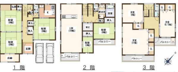 堺市堺区、中古一戸建ての間取り画像です