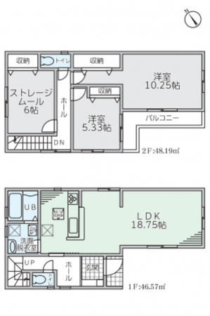 堺市堺区幸通、新築一戸建ての間取り画像です