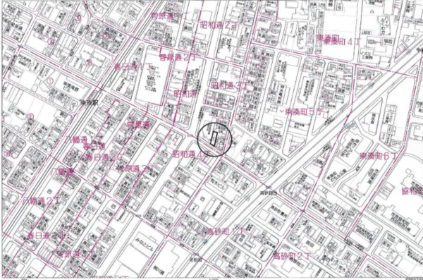 堺市堺区昭和通、新築一戸建ての地図画像です