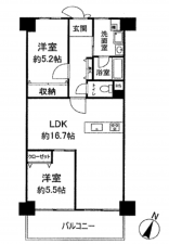 堺市堺区大浜北町、マンションの間取り画像です