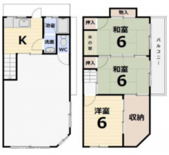 堺市堺区東雲西町、中古一戸建ての間取り画像です