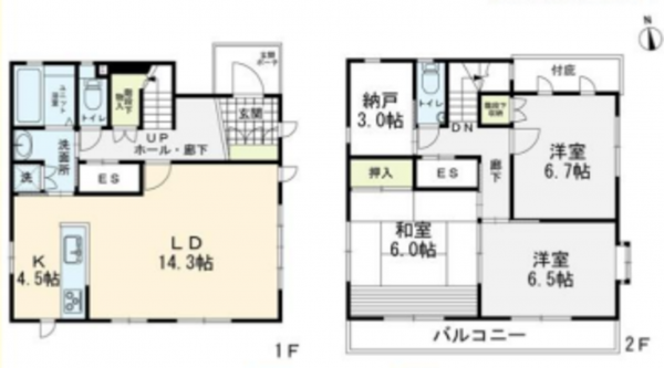 堺市堺区、中古一戸建ての間取り画像です