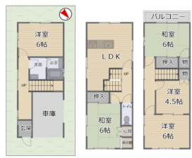 堺市堺区出島町、中古一戸建ての間取り画像です