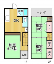 堺市堺区昭和通、中古一戸建ての間取り画像です