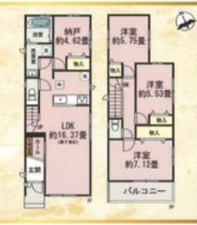 堺市堺区楠町、新築一戸建ての間取り画像です