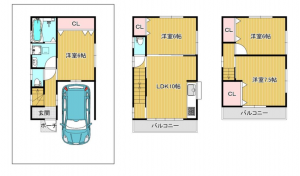 堺市堺区西永山園、中古一戸建ての間取り画像です