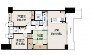 堺市堺区海山町、マンションの間取り画像です