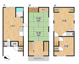 堺市堺区遠里小野町、中古一戸建ての間取り画像です