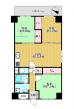 堺市堺区甲斐町西、マンションの間取り画像です