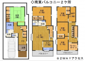 堺市堺区新在家町東、中古一戸建ての間取り画像です