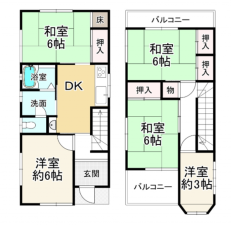 堺市堺区、中古一戸建ての間取り画像です