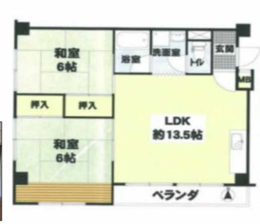 堺市堺区向陵東町、マンションの間取り画像です