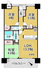 堺市堺区中安井町、マンションの間取り画像です