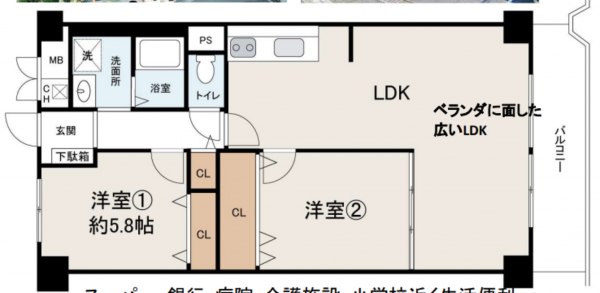 堺市堺区賑町、マンションの間取り画像です