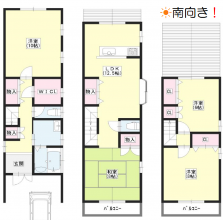 堺市堺区北田出井町、中古一戸建ての間取り画像です