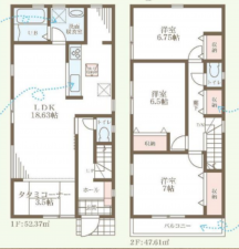 堺市堺区神石市之町、新築一戸建ての間取り画像です