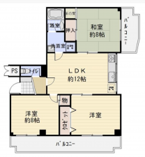 堺市堺区南清水町、マンションの間取り画像です