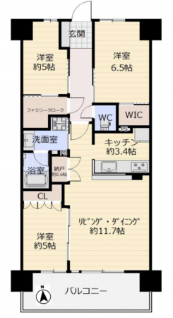 堺市堺区、マンションの間取り画像です