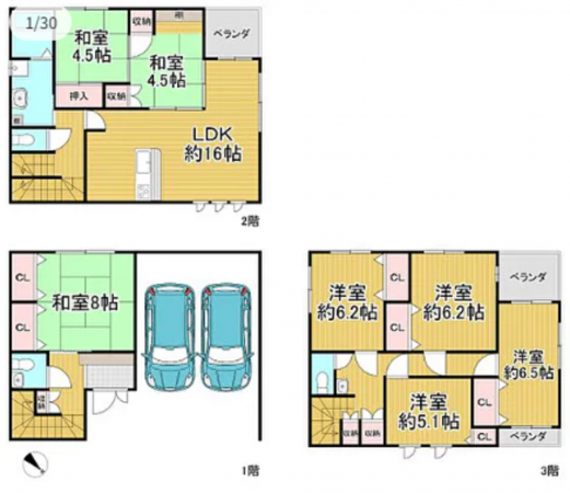 堺市堺区寺地町東、中古一戸建ての間取り画像です