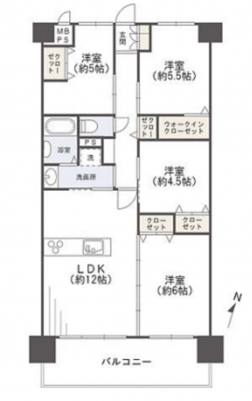 堺市堺区中之町西、マンションの間取り画像です