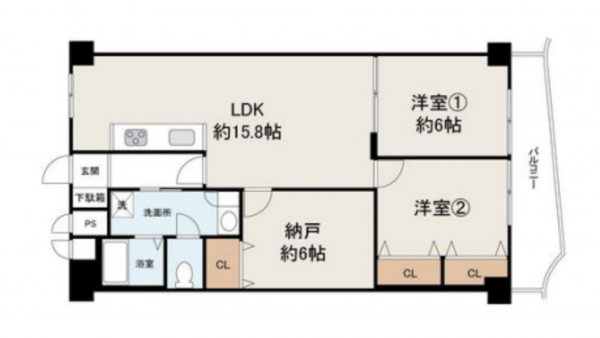 堺市堺区戎島町、マンションの間取り画像です