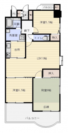 堺市堺区車之町西、マンションの間取り画像です