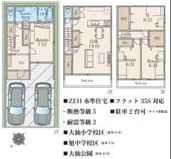 堺市堺区三条通、新築一戸建ての間取り画像です