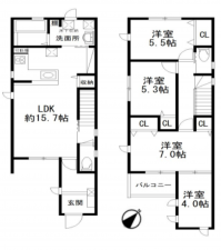 堺市堺区北向陽町、新築一戸建ての間取り画像です