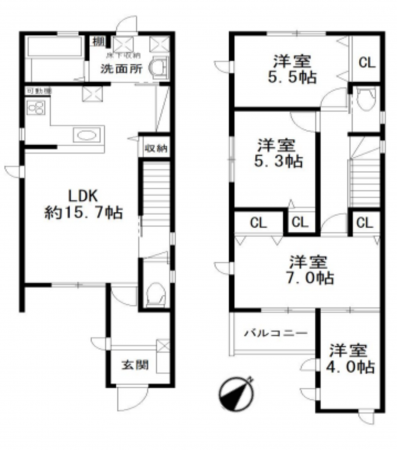 堺市堺区北向陽町、新築一戸建ての間取り画像です