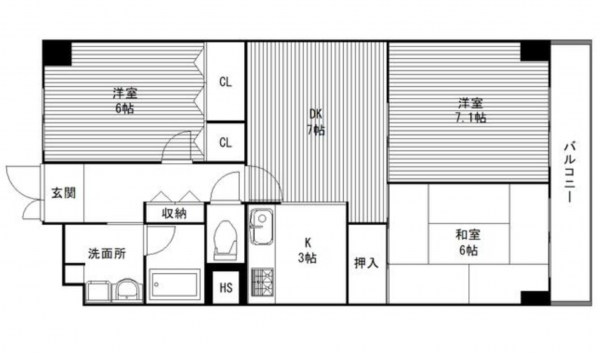 堺市堺区大浜北町、マンションの間取り画像です