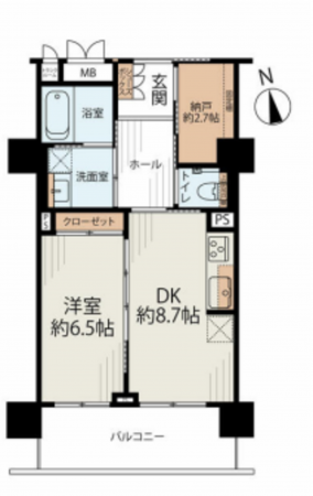 堺市堺区北安井町、マンションの間取り画像です