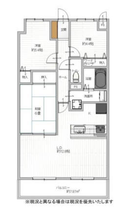 堺市堺区翁橋町、マンションの間取り画像です