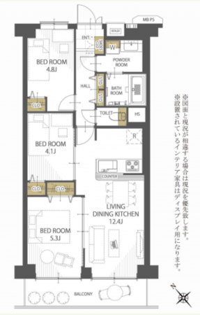 堺市堺区大浜北町、マンションの間取り画像です