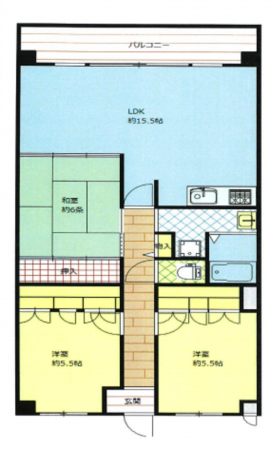 堺市堺区中之町西、マンションの間取り画像です