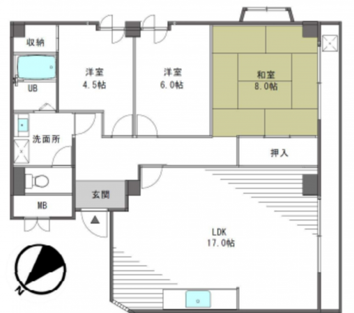 堺市堺区南半町東、マンションの間取り画像です