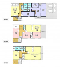 堺市堺区、収益物件/店舗付住宅の間取り画像です
