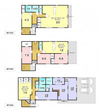 堺市堺区、収益物件/店舗付住宅の間取り画像です