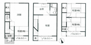 堺市堺区住吉橋町、中古一戸建ての間取り画像です