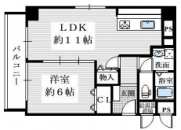 堺市堺区宿院町西、マンションの間取り画像です